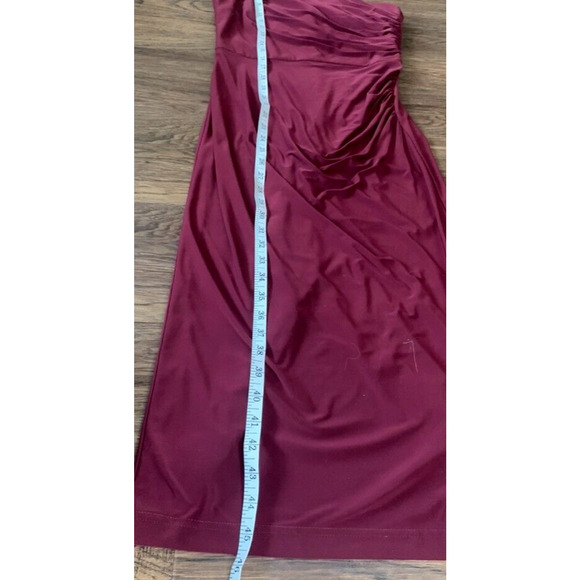 DB Studio Bodycon Dress Womens Size 4 Burgundy One Shoulder Knee Length Dress - Picture 14 of 14